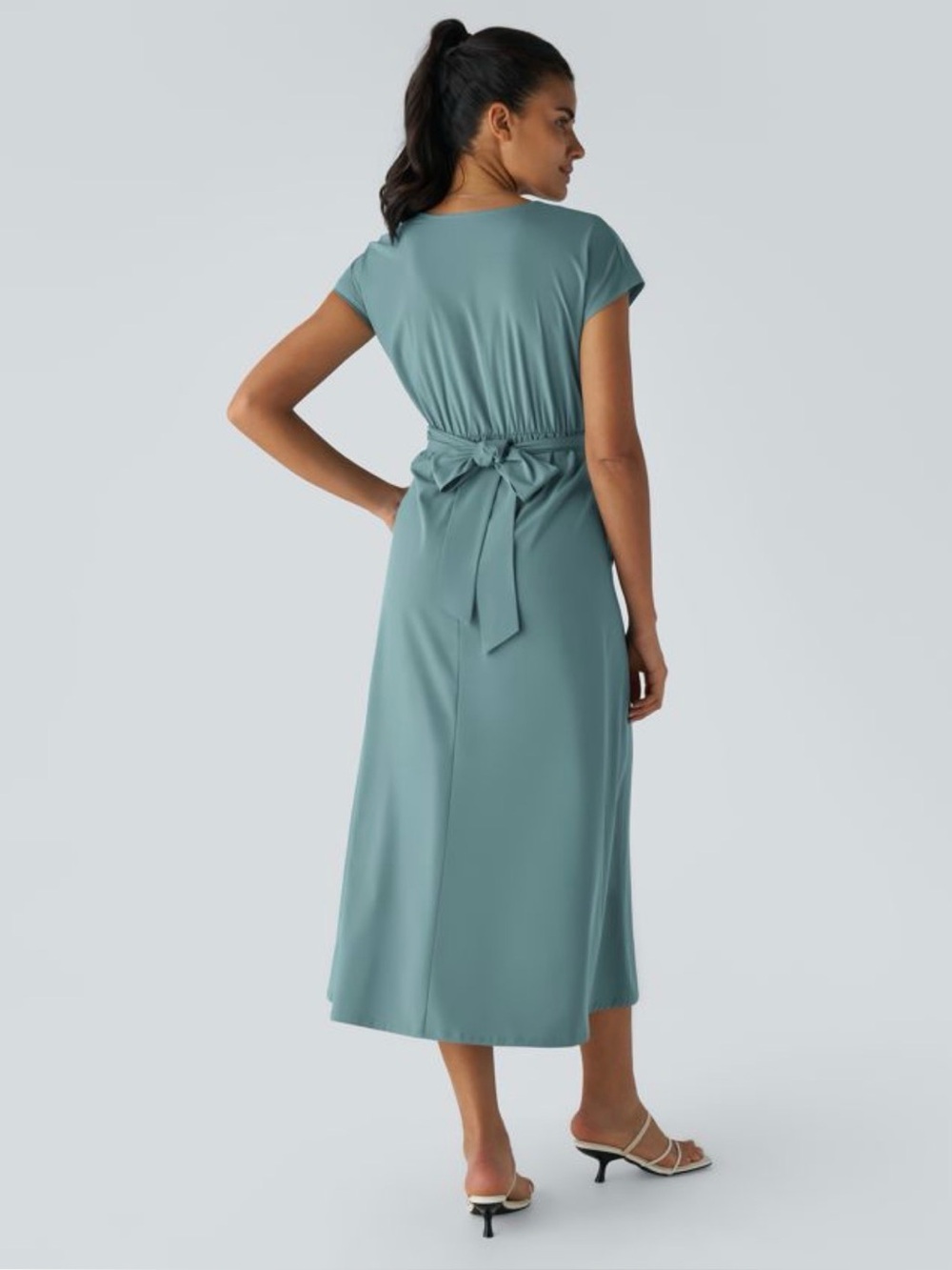 NWT HALARA Breezeful Midi Casual Dress Stone Blue Size XL - Picture 3 of 15